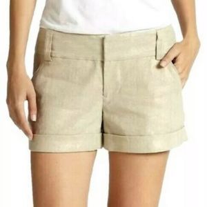 NWOT Alice & Olivia Tan Linen Blend Cuffed Shorts